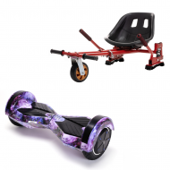Hoverboard Go Kart Csomag, 6.5 Inch-es, Teljesítménye 700W, Bluetooth-os beépített hangszórók, Led-ek, Piros Hoverkart Felfüggesztésekkel, Smart Balance Transformers Galaxy