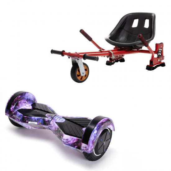 Transformers Galaxy Hoverboard Szett Piros Dupla Felfüggesztésű HoverKart Üléssel - 6.5” Kerekek, Bluetooth Hangszórók, LED Fények, Önegyensúlyozás, 15km hatótávolság, 700W teljesítmény, 4Ah Samsung cellás akkumulátor, Smart Balance