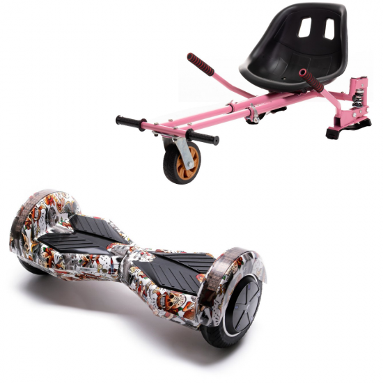 Hoverboard Go Kart Csomag, 6.5 Inch-es, Teljesítménye 700W, Bluetooth-os beépített hangszórók, Led-ek, Smart Balance Transformers Tattoo 1