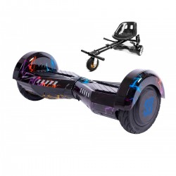 Transformers Thunderstorm Hoverboard Szett Fekete Dupla Felfüggesztésű HoverKart Üléssel - 6.5” Kerekek, Bluetooth Hangszórók, LED Fények, Önegyensúlyozás, 15km hatótávolság, 700W teljesítmény, 4Ah Samsung cellás akkumulátor, Smart Balance