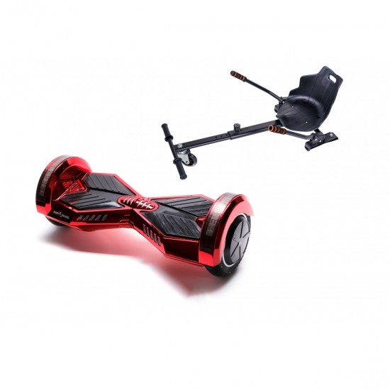 Transformers ElectroRed Hoverboard Szett Ergonomikus HoverKart Üléssel - 6.5” Kerekek, Bluetooth Hangszórók, LED Fények, Önegyensúlyozás, 15km hatótávolság, 700W teljesítmény, 4Ah Samsung cellás akkumulátor, Smart Balance