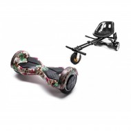 Transformers SkullColor Hoverboard Szett Fekete Dupla Felfüggesztésű HoverKart Üléssel - 6.5” Kerekek, Bluetooth Hangszórók, LED Fények, Önegyensúlyozás, 15km hatótávolság, 700W teljesítmény, 4Ah Samsung cellás akkumulátor, Smart Balance