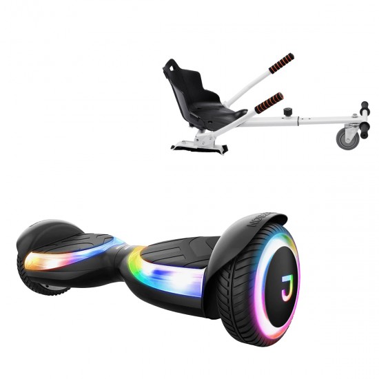 Elektromos Hoverboard Standard GoKart Szett, 6.5 col, Jetson Prism Black Plus, és Fehér Hoverkart, Smart Balance