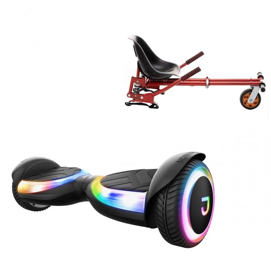 Elektromos Hoverboard GoKart Szett Lengéscsillapítókkal, 6.5 col, Jetson Prism Black Plus, Piros HoverKart Lengéscsillapítókkal, Smart Balance