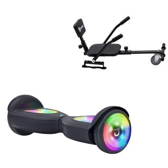 Elektromos Hoverboard Csomag Komfortos Üléssel, 6.5 col, Jetson Prism Black PRO, Fekete Szivacsos ülés, Smart Balance