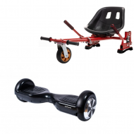 Hoverboard Go Kart Csomag, 6.5 Inch-es, Teljesítménye 700W, Bluetooth-os beépített hangszórók, Led-ek, Piros Hoverkart Felfüggesztésekkel, Smart Balance Regular Black