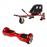 Hoverboard Go Kart Csomag, 6.5 Inch-es, Teljesítménye 700W, Bluetooth-os beépített hangszórók, Led-ek, Piros Hoverkart Felfüggesztésekkel, Smart Balance Regular Red