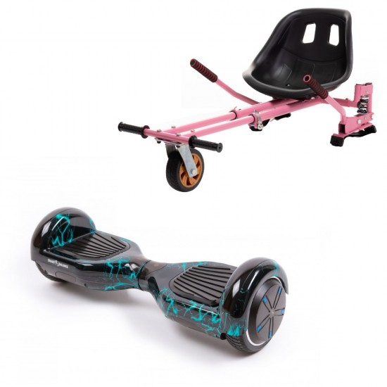 Regular Thunderstorm Hoverboard Szett Rózsaszín Dupla Felfüggesztésű HoverKart Üléssel - 6.5” Kerekek, Bluetooth Hangszórók, LED Fények, Önegyensúlyozás, 15km hatótávolság, 700W teljesítmény, 4Ah Samsung cellás akkumulátor, Smart Balance