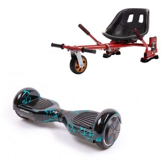 Regular Thunderstorm Hoverboard Szett Piros Dupla Felfüggesztésű HoverKart Üléssel - 6.5” Kerekek, Bluetooth Hangszórók, LED Fények, Önegyensúlyozás, 15km hatótávolság, 700W teljesítmény, 4Ah Samsung cellás akkumulátor, Smart Balance