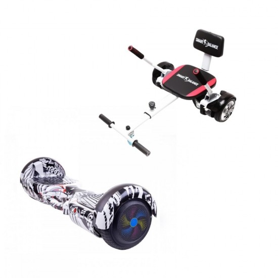 Regular Last Dead fogantyúval Hoverboard Szett Komfortos HoverKart Üléssel - 6.5” Kerekek, Bluetooth Hangszórók, LED Fények, Önegyensúlyozás, 15km hatótávolság, 700W teljesítmény, 4Ah Samsung cellás akkumulátor, Smart Balance