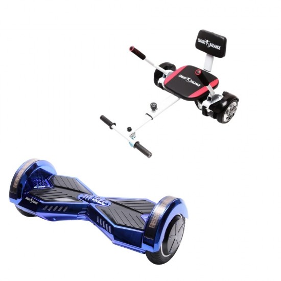 Transformers ElectroBlue Hoverboard Szett Komfortos HoverKart Üléssel - 6.5” Kerekek, Bluetooth Hangszórók, LED Fények, Önegyensúlyozás, 15km hatótávolság, 700W teljesítmény, 4Ah Samsung cellás akkumulátor, Smart Balance