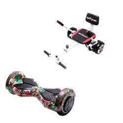 Hoverboard Go Kart Csomag, 6.5 Inch-es, Teljesítménye 700W, Bluetooth-os beépített hangszórók, Led-ek, Hoverkart szivacsos ülés, Smart Balance Transformers SkullColor