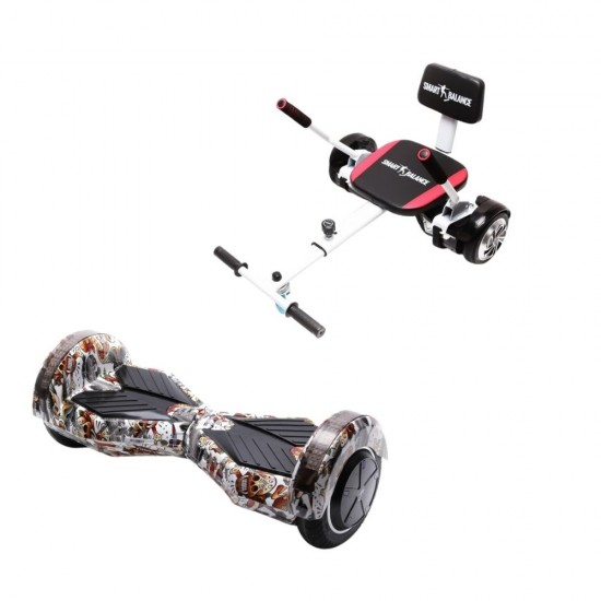 Transformers Tattoo Hoverboard Szett Komfortos HoverKart Üléssel - 6.5” Kerekek, Bluetooth Hangszórók, LED Fények, Önegyensúlyozás, 15km hatótávolság, 700W teljesítmény, 4Ah Samsung cellás akkumulátor, Smart Balance 1