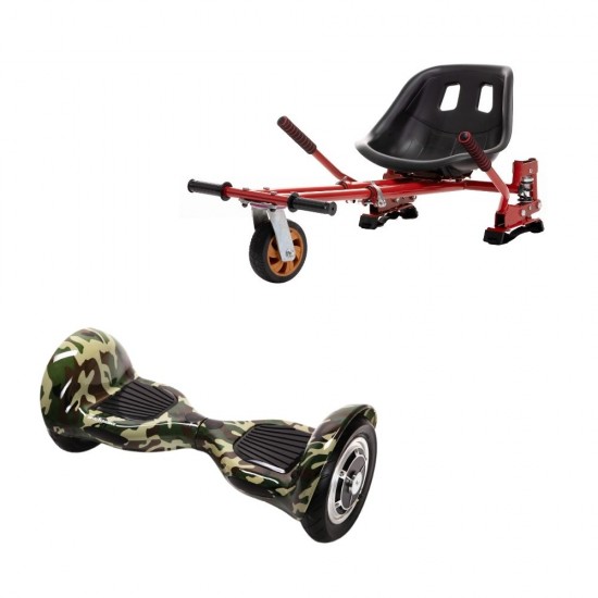 Hoverboard Go Kart Csomag, 10 Inch-es, Teljesítménye 700W, Bluetooth-os beépített hangszórók, Led-ek, Piros Hoverkart Felfüggesztésekkel, Smart Balance OffRoad Camouflage 1