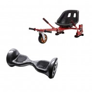 Hoverboard Go Kart Csomag, 10 Inch-es, Teljesítménye 700W, Bluetooth-os beépített hangszórók, Led-ek, Piros Hoverkart Felfüggesztésekkel, Smart Balance OffRoad Carbon