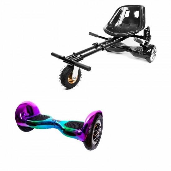 Elektromos Hoverboard GoKart Szett Lengéscsillapítókkal, 10 colos, Off-Road Dakota, Nagy Hatótávolság, Fekete HoverKart Lengéscsillapítókkal, Smart Balance