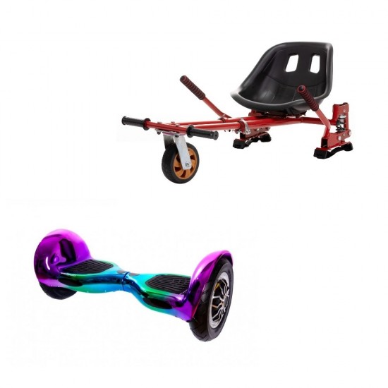 OffRoad Dakota Hoverboard Szett Piros Dupla Felfüggesztésű HoverKart Üléssel - 10” Kerekek, Bluetooth Hangszórók, LED Fények, Önegyensúlyozás, 15km hatótávolság, 700W teljesítmény, 4Ah Samsung cellás akkumulátor, Smart Balance