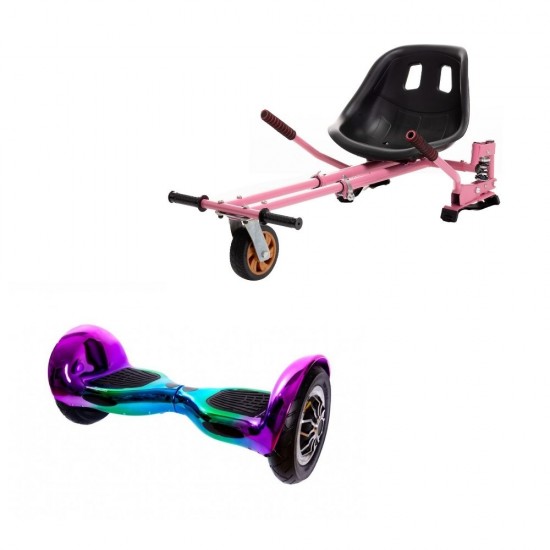 OffRoad Dakota Hoverboard Szett Rózsaszín Dupla Felfüggesztésű HoverKart Üléssel - 10” Kerekek, Bluetooth Hangszórók, LED Fények, Önegyensúlyozás, 15km hatótávolság, 700W teljesítmény, 4Ah Samsung cellás akkumulátor, Smart Balance