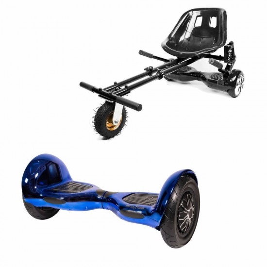 Elektromos Hoverboard GoKart Szett Lengéscsillapítókkal, 10 colos, Off-Road ElectroBlue, Nagy Hatótávolság, Fekete HoverKart Lengéscsillapítókkal, Smart Balance