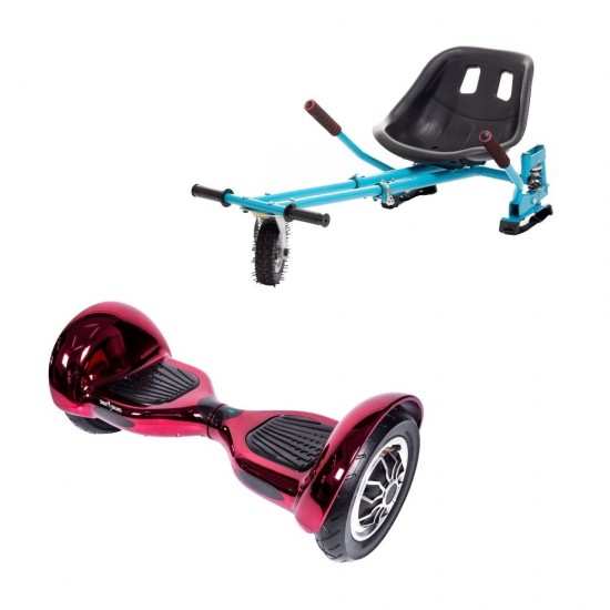 OffRoad ElectroPink Hoverboard Szett Kék Dupla Felfüggesztésű HoverKart Üléssel - 10” Kerekek, Bluetooth Hangszórók, LED Fények, Önegyensúlyozás, 15km hatótávolság, 700W teljesítmény, 4Ah Samsung cellás akkumulátor, Smart Balance