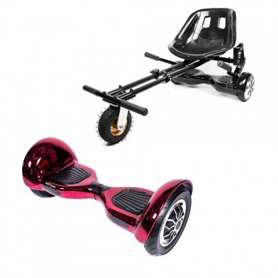 Elektromos Hoverboard GoKart Szett Lengéscsillapítókkal, 10 colos, Off-Road ElectroPink, Nagy Hatótávolság, Fekete HoverKart Lengéscsillapítókkal, Smart Balance