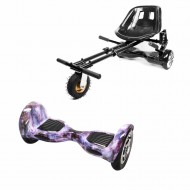 Hoverboard Go Kart Csomag, 10 Inch-es, Teljesítménye 700W, Bluetooth-os beépített hangszórók, Led-ek, Fekete Hoverkart Felfüggesztésekkel, Smart Balance OffRoad Galaxy