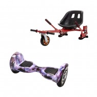 Hoverboard Go Kart Csomag, 10 Inch-es, Teljesítménye 700W, Bluetooth-os beépített hangszórók, Led-ek, Piros Hoverkart Felfüggesztésekkel, Smart Balance OffRoad Galaxy