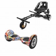Hoverboard Go Kart Csomag, 10 Inch-es, Teljesítménye 700W, Bluetooth-os beépített hangszórók, Led-ek, Fekete Hoverkart Felfüggesztésekkel, Smart Balance OffRoad HipHop Orange