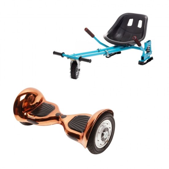 OffRoad Iron Hoverboard Szett Kék Dupla Felfüggesztésű HoverKart Üléssel - 10” Kerekek, Bluetooth Hangszórók, LED Fények, Önegyensúlyozás, 15km hatótávolság, 700W teljesítmény, 4Ah Samsung cellás akkumulátor, Smart Balance