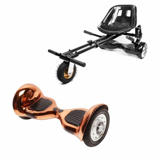 Elektromos Hoverboard GoKart Szett Lengéscsillapítókkal, 10 colos, Off-Road Iron, Nagy Hatótávolság, Fekete HoverKart Lengéscsillapítókkal, Smart Balance