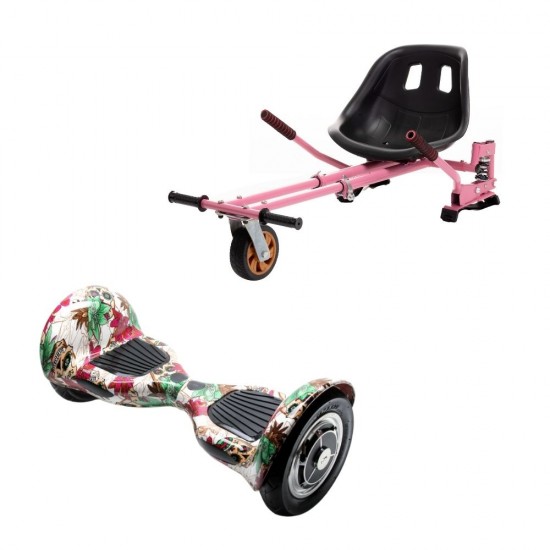 OffRoad SkullColor Hoverboard Szett Rózsaszín Dupla Felfüggesztésű HoverKart Üléssel - 10” Kerekek, Bluetooth Hangszórók, LED Fények, Önegyensúlyozás, 15km hatótávolság, 700W teljesítmény, 4Ah Samsung cellás akkumulátor, Smart Balance 1