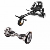 OffRoad SkullHead Hoverboard Szett Fekete Dupla Felfüggesztésű HoverKart Üléssel - 10” Kerekek, Bluetooth Hangszórók, LED Fények, Önegyensúlyozás, 15km hatótávolság, 700W teljesítmény, 4Ah Samsung cellás akkumulátor, Smart Balance