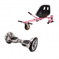 OffRoad SkullHead Hoverboard Szett Rózsaszín Dupla Felfüggesztésű HoverKart Üléssel - 10” Kerekek, Bluetooth Hangszórók, LED Fények, Önegyensúlyozás, 15km hatótávolság, 700W teljesítmény, 4Ah Samsung cellás akkumulátor, Smart Balance