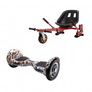 OffRoad Tattoo Hoverboard Szett Piros Dupla Felfüggesztésű HoverKart Üléssel - 10” Kerekek, Bluetooth Hangszórók, LED Fények, Önegyensúlyozás, 15km hatótávolság, 700W teljesítmény, 4Ah Samsung cellás akkumulátor, Smart Balance