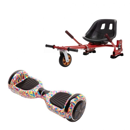 Hoverboard Go Kart Csomag, 6.5 Inch-es, Teljesítménye 700W, Bluetooth-os beépített hangszórók, Led-ek, Piros Hoverkart Felfüggesztésekkel, Smart Balance Regular Abstract 1