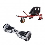 Hoverboard Go Kart Csomag, 6.5 Inch-es, Teljesítménye 700W, Bluetooth-os beépített hangszórók, Led-ek, Piros Hoverkart Felfüggesztésekkel, Smart Balance Regular NewsPaper