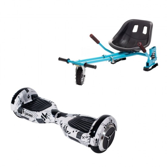 Hoverboard Go Kart Csomag, 6.5 Inch-es, Teljesítménye 700W, Bluetooth-os beépített hangszórók, Led-ek, Kék Hoverkart Felfüggesztésekkel, Smart Balance Regular NewsPaper 1