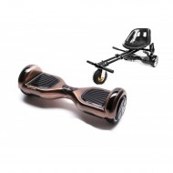 Regular Iron Hoverboard Szett Fekete Dupla Felfüggesztésű HoverKart Üléssel - 6.5” Kerekek, Bluetooth Hangszórók, LED Fények, Önegyensúlyozás, 15km hatótávolság, 700W teljesítmény, 4Ah Samsung cellás akkumulátor, Smart Balance