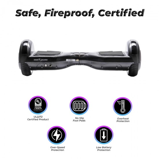 6.5 colos Hoverboard, Regular Carbon, Standard Hatótávolság, Smart Balance 4