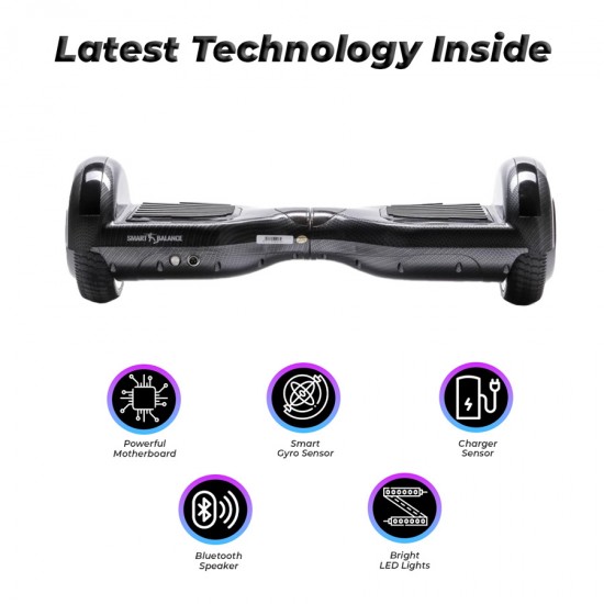 6.5 colos Hoverboard, Regular Carbon, Standard Hatótávolság, Smart Balance 5