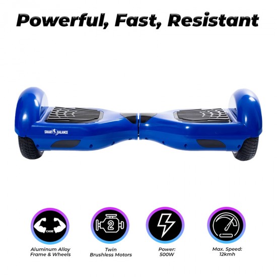 6.5 colos Hoverboard, Regular Blue PowerBoard Junior, Standard Hatótávolság, Smart Balance 3