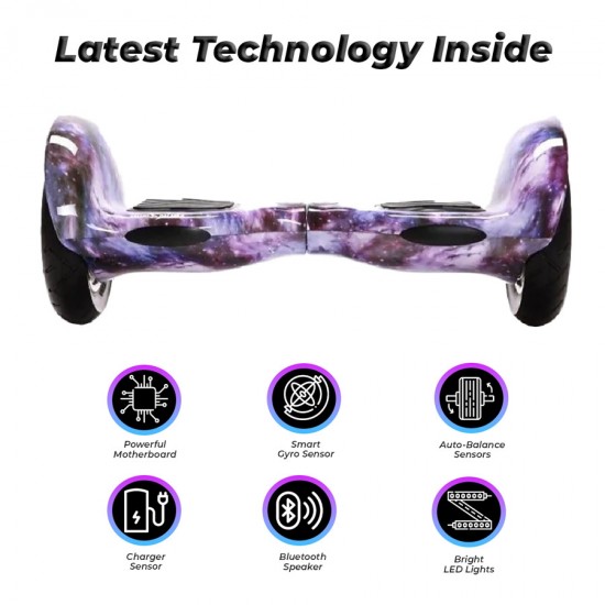 OffRoad Galaxy Hoverboard - 10” Kerekek, Bluetooth Hangszórók, LED Fények, Önegyensúlyozás, 15km hatótávolság, 700W teljesítmény, 4Ah Samsung cellás akkumulátor, Smart Balance 5