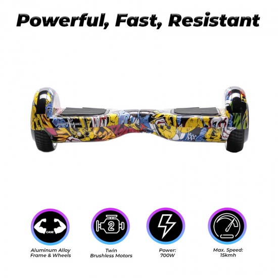 6.5 colos Hoverboard, Regular HipHop, Nagy Hatótávolság, Smart Balance 3