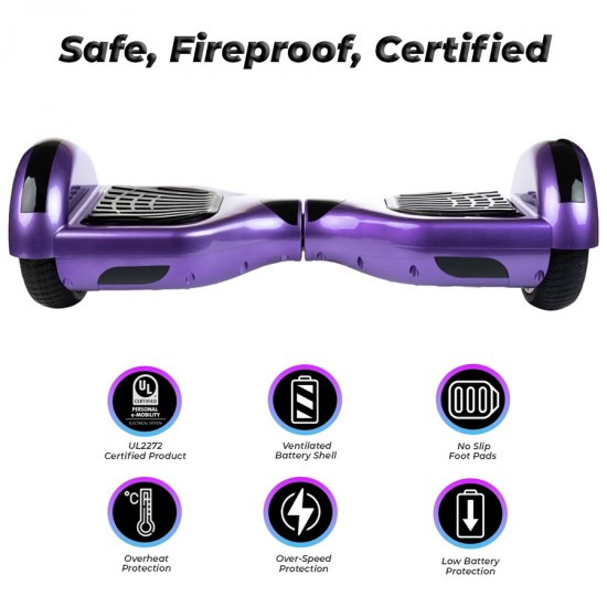 Regular Purple Hoverboard - 6.5” Kerekek, Bluetooth Hangszórók, LED Fények, Önegyensúlyozás, 15km hatótávolság, 700W teljesítmény, 4Ah Samsung cellás akkumulátor, Smart Balance 4