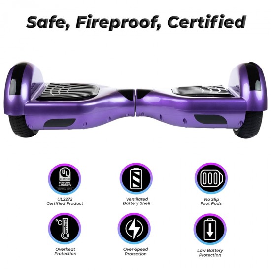 6.5 colos Hoverboard, Regular Purple, Nagy Hatótávolság, Smart Balance 4