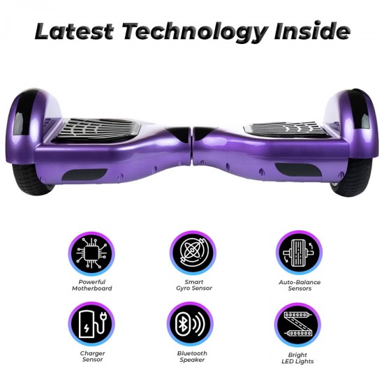 Regular Purple Hoverboard - 6.5” Kerekek, Bluetooth Hangszórók, LED Fények, Önegyensúlyozás, 15km hatótávolság, 700W teljesítmény, 4Ah Samsung cellás akkumulátor, Smart Balance 5