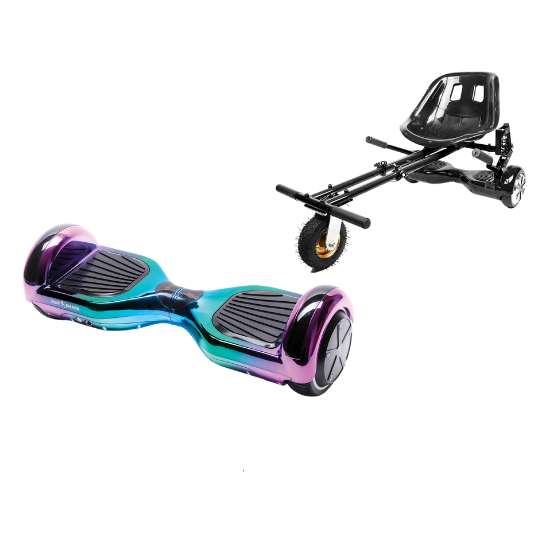 Elektromos Hoverboard GoKart Szett Lengéscsillapítókkal, 6.5 colos, Regular Dakota, Standard Hatótávolság, Fekete HoverKart Lengéscsillapítókkal, Smart Balance