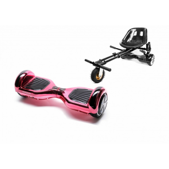 Elektromos Hoverboard GoKart Szett Lengéscsillapítókkal, 6.5 colos, Regular ElectroPink, Nagy Hatótávolság, Fekete HoverKart Lengéscsillapítókkal, Smart Balance