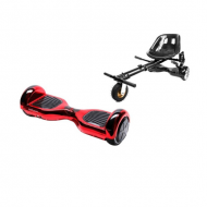 Regular ElectroRed Hoverboard Szett Fekete Dupla Felfüggesztésű HoverKart Üléssel - 6.5” Kerekek, Bluetooth Hangszórók, LED Fények, Önegyensúlyozás, 15km hatótávolság, 700W teljesítmény, 4Ah Samsung cellás akkumulátor, Smart Balance