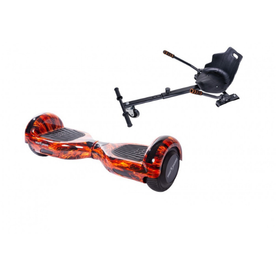 Regular Flame Hoverboard Szett Ergonomikus HoverKart Üléssel - 6.5” Kerekek, Bluetooth Hangszórók, LED Fények, Önegyensúlyozás, 15km hatótávolság, 700W teljesítmény, 4Ah Samsung cellás akkumulátor, Smart Balance